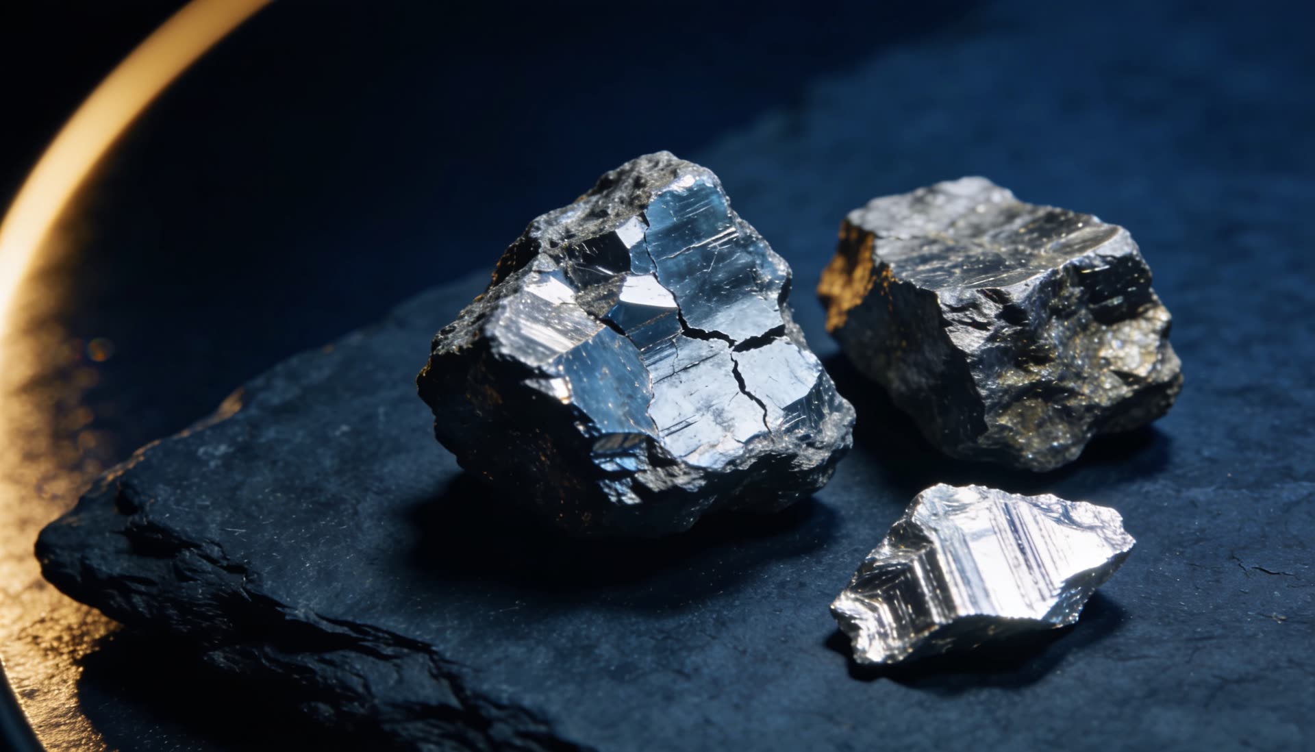 Seltene Erden und Technologiemetalle auf dunklem Schiefer