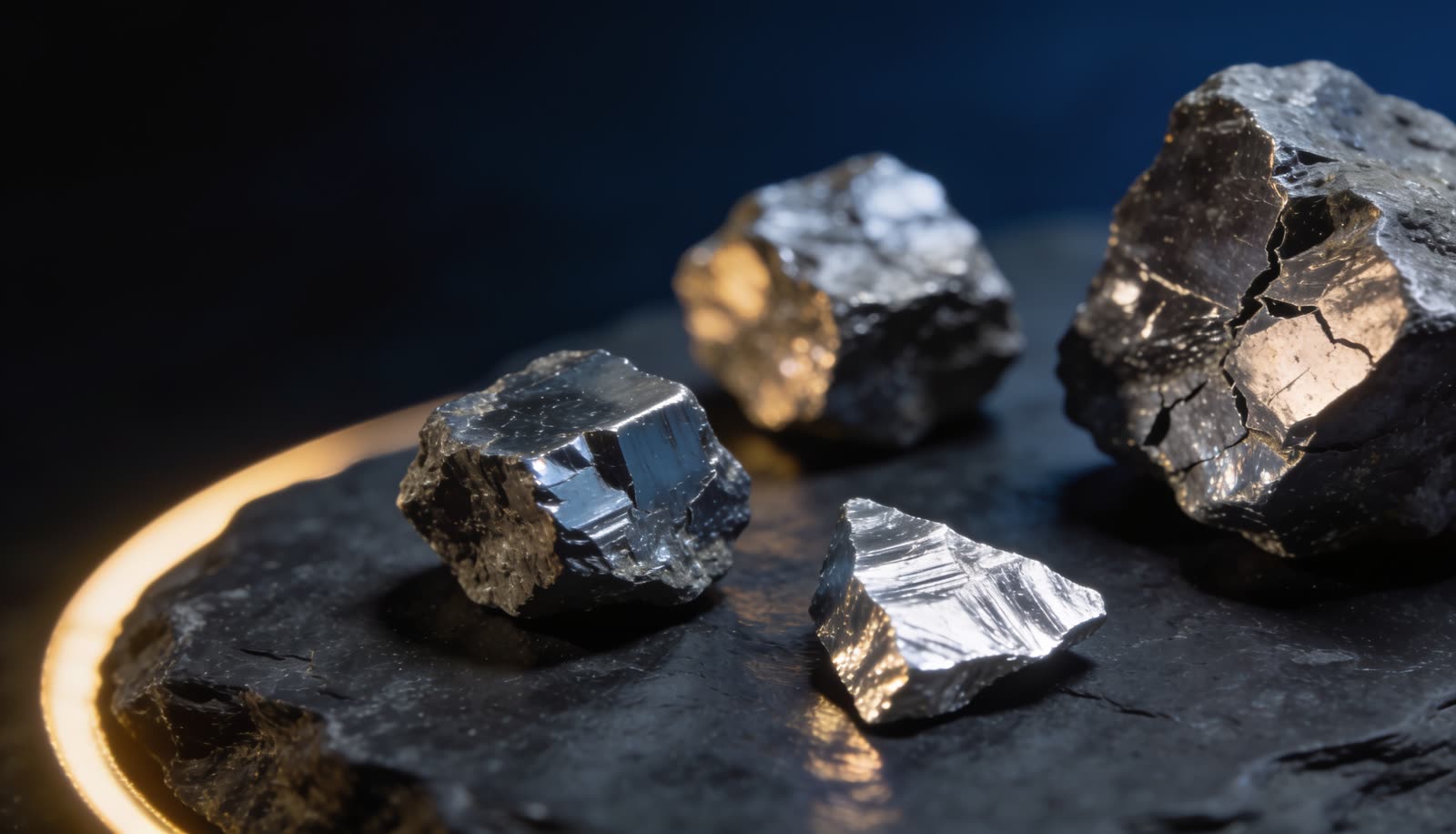 Technologiemetalle auf dunklem Stein